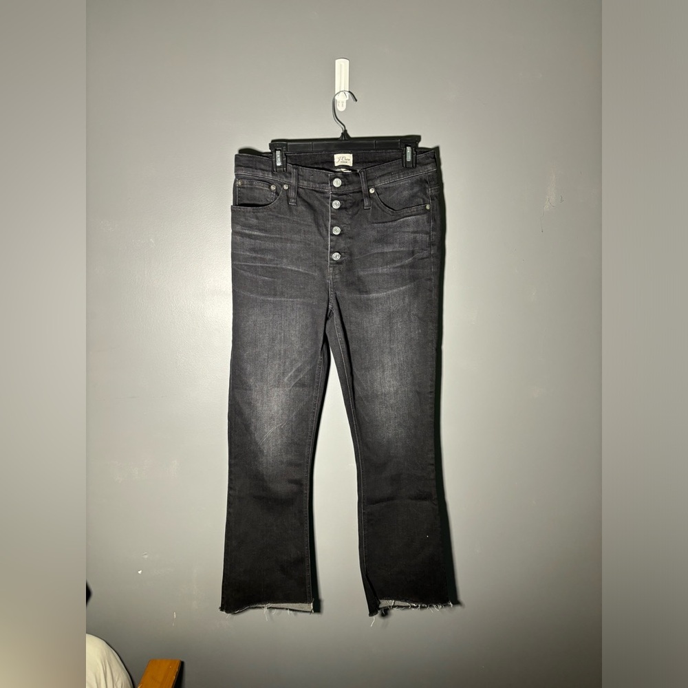 J. Crew Billie 9" Demi Boot Crop Jeans Black Size 30T - Picture 2 of 4